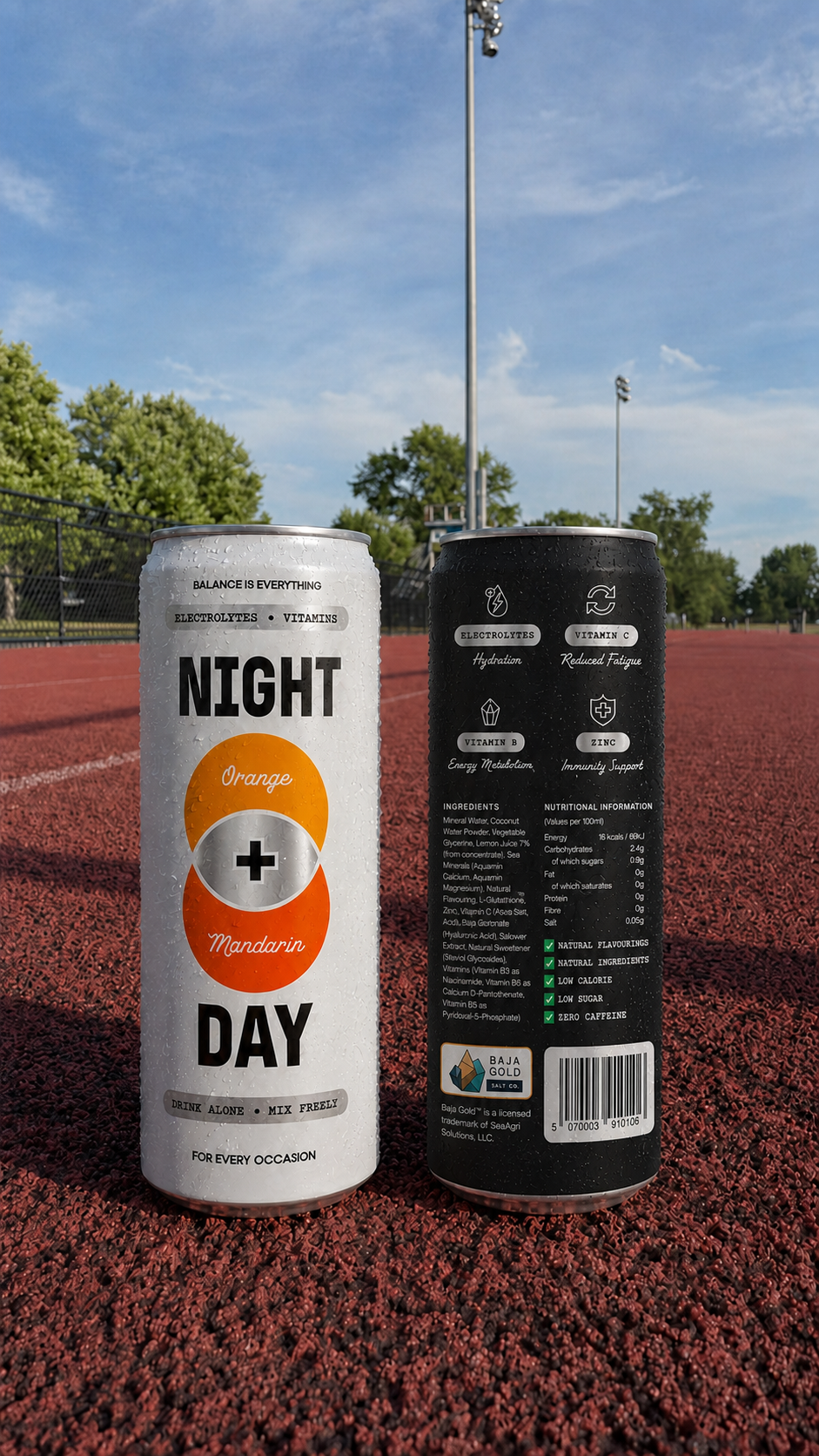 Night + Day cans on the track